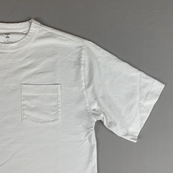 Mode of One Relaxed Fit Pocket T-Shirt Men’s Sm White Baggy Single Stitch Crew - Picture 11 of 16